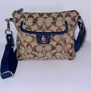 Coach Tan and Navy Crossbody Bag